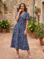 DALISAY -  Plus Size V-Neck Flounce Sleeve Summer Dress