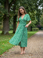DALISAY -  Plus Size V-Neck Flounce Sleeve Summer Dress