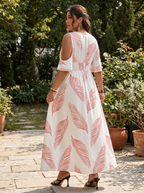WAVENA – Boho Print Cold Shoulder Dress