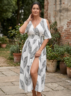 WAVENA – Boho Print Cold Shoulder Dress