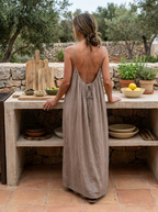 NORALYN - Simple Solid Backless Cami Dress for Beach