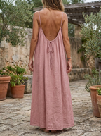 NORALYN - Simple Solid Backless Cami Dress for Beach
