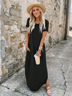 MAGESSA – Everyday Relaxed Fit Round Neck Maxi Dress