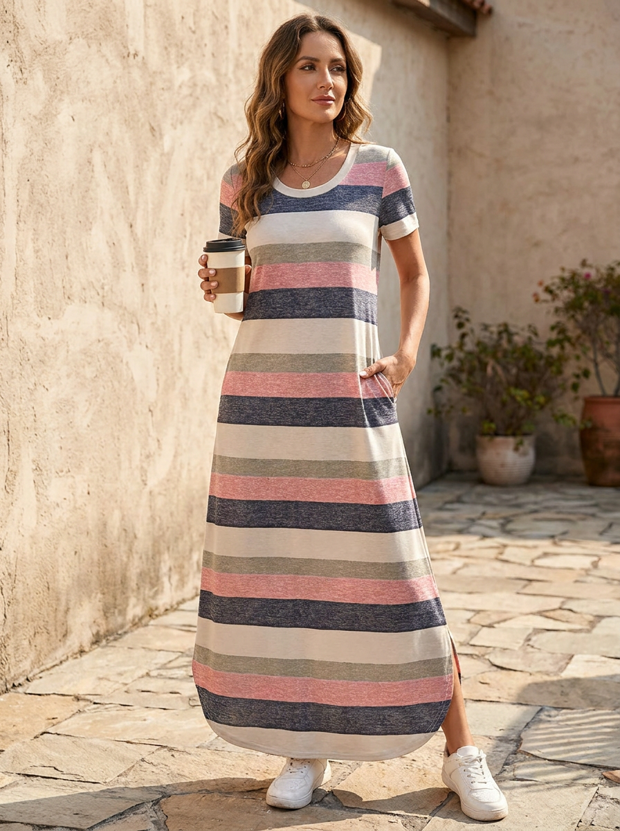 MAGESSA – Everyday Relaxed Fit Round Neck Maxi Dress