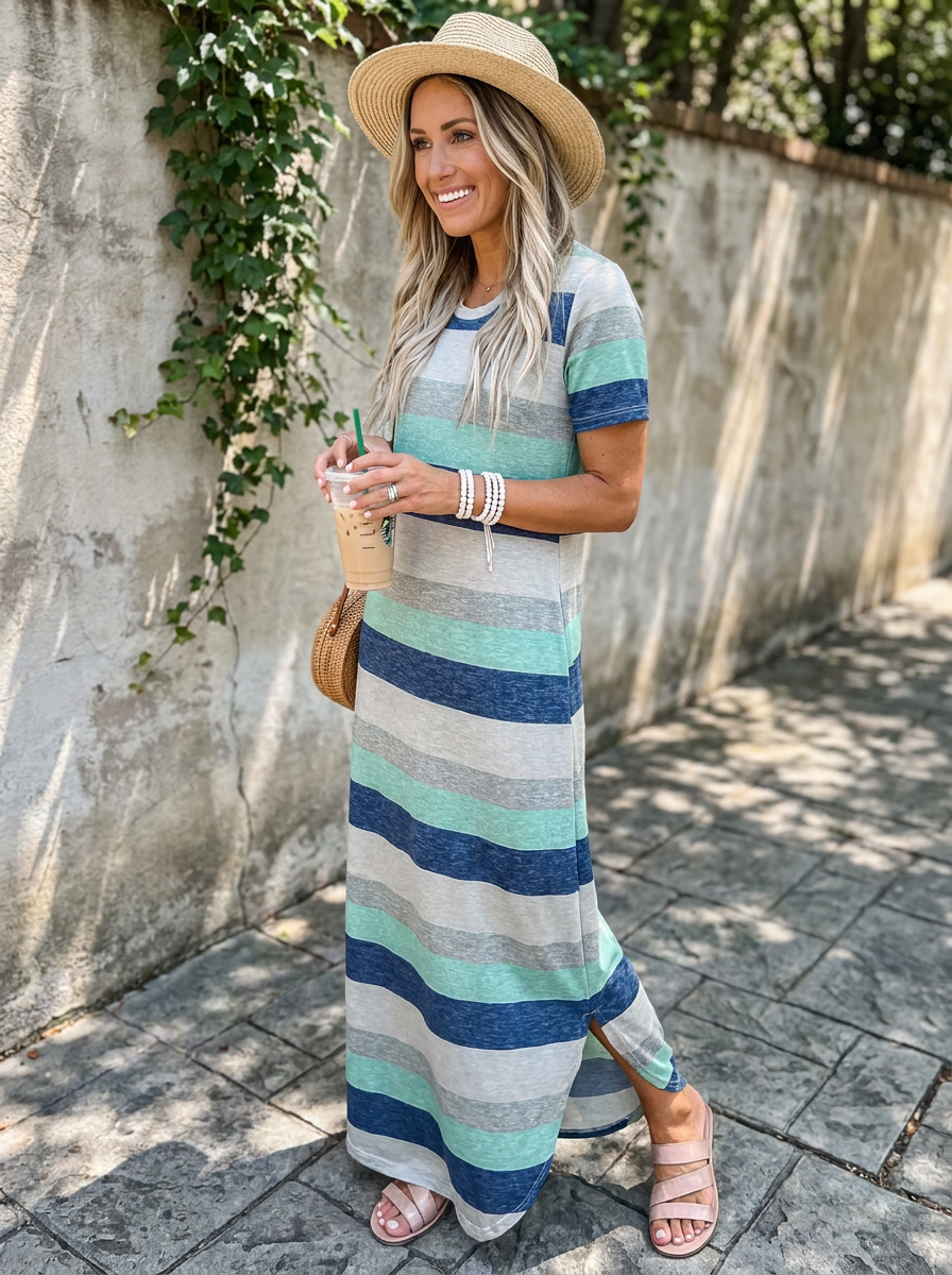 MAGESSA – Everyday Relaxed Fit Round Neck Maxi Dress