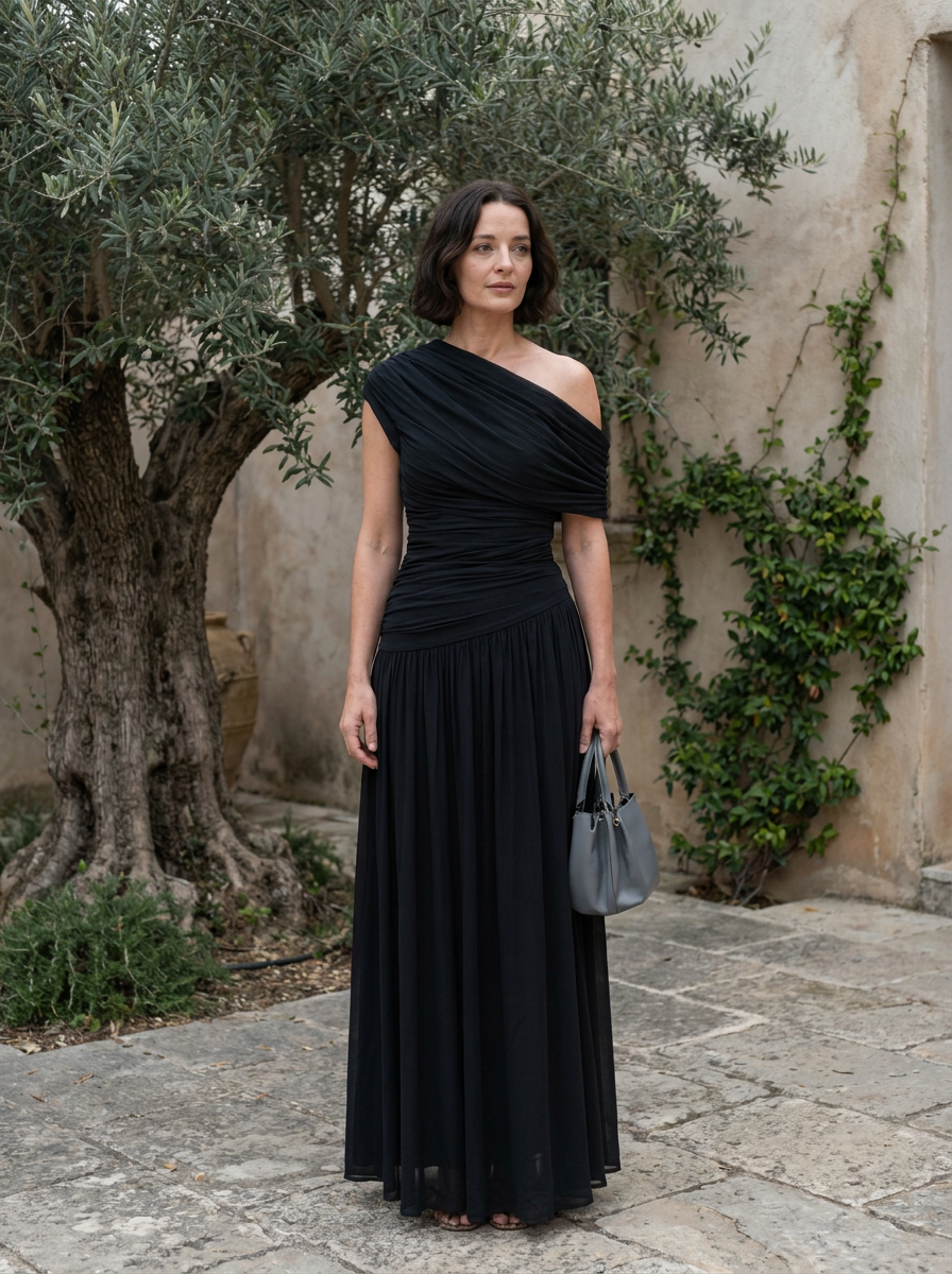 SHINA - Elegant One Shoulder Evening Maxi Dress
