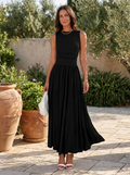 EMMIE- Chic Sleeveless Ruched High-Waisted Maxi Dress