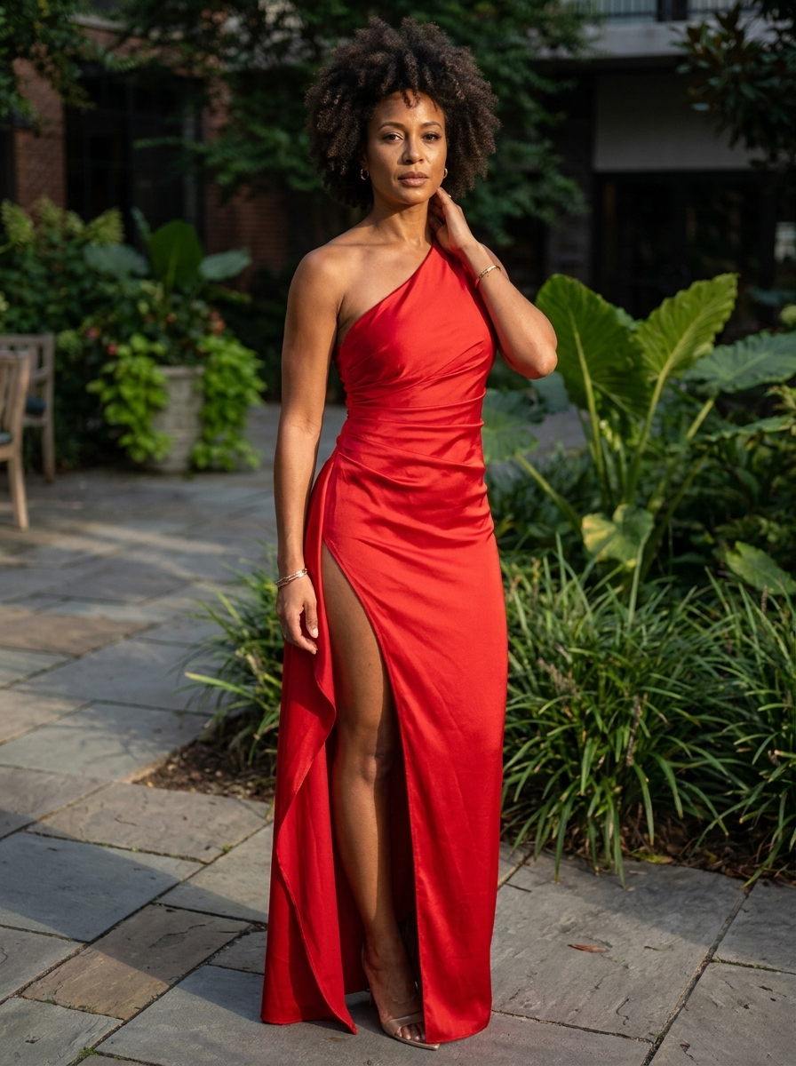 AMBER – Sophisticated One Shoulder Maxi Dress