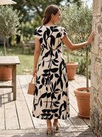 ZOELLA – Elegant Summer Printed Short Sleeve Maxi Dress