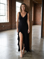ARIANA - Casual V Neck Backless Ruffled Maxi Dress