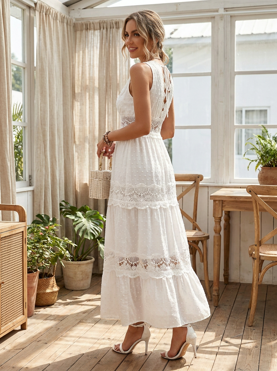 MAIKA - Lace V-Neck Dress