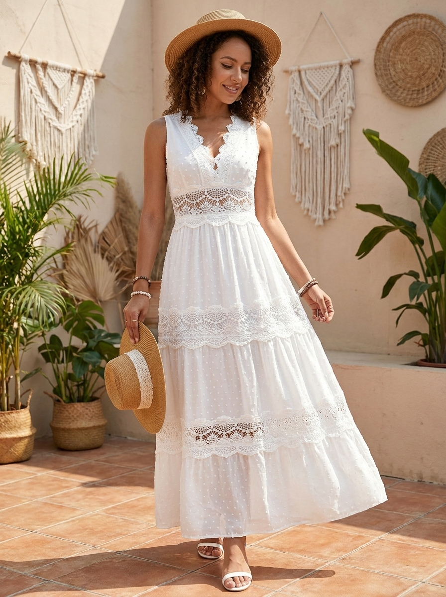 MAIKA - Lace V-Neck Dress