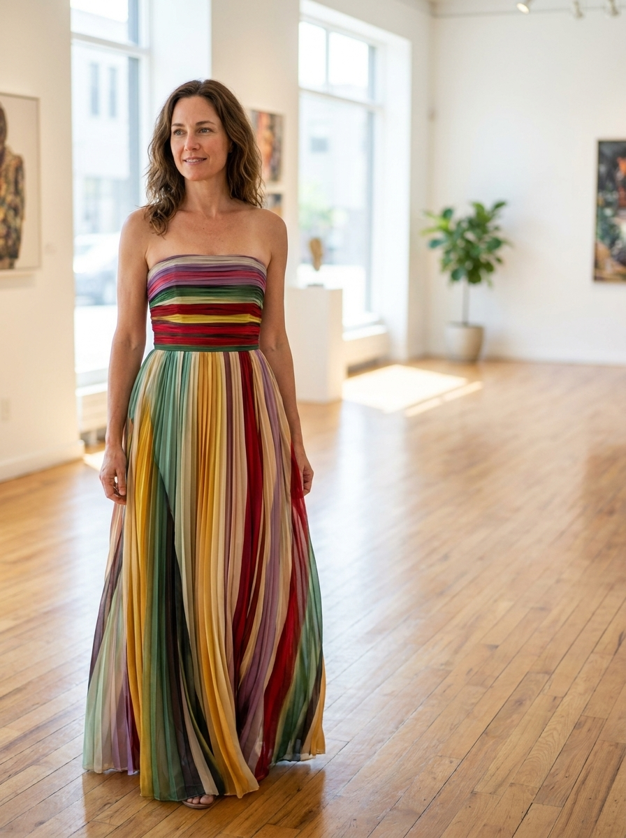 MARIGOLD – Bold & Flowing Strapless Dress