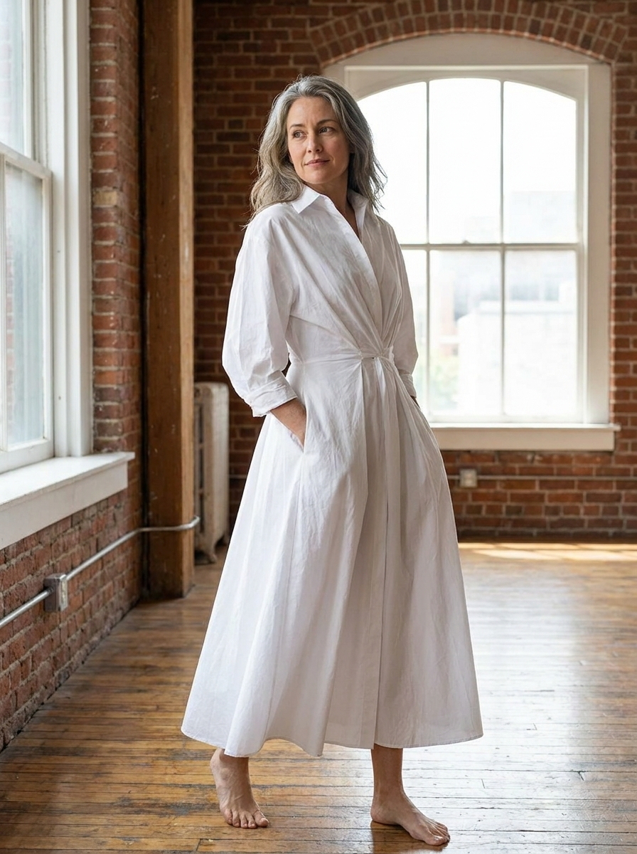 SOFER - Elegant Front Wrap Collared Maxi Dress