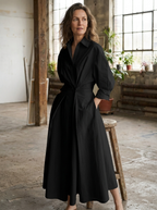 SOFER - Elegant Front Wrap Collared Maxi Dress