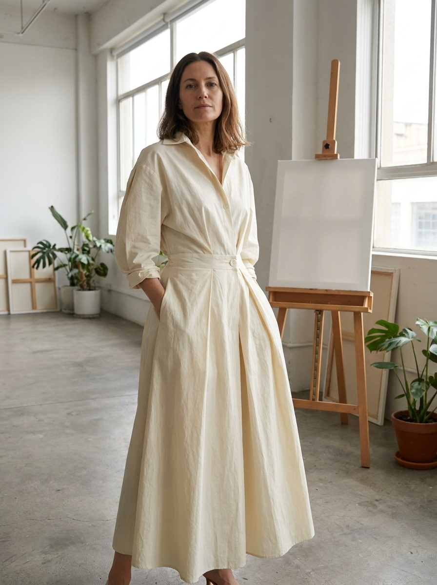 SOFER - Elegant Front Wrap Collared Maxi Dress