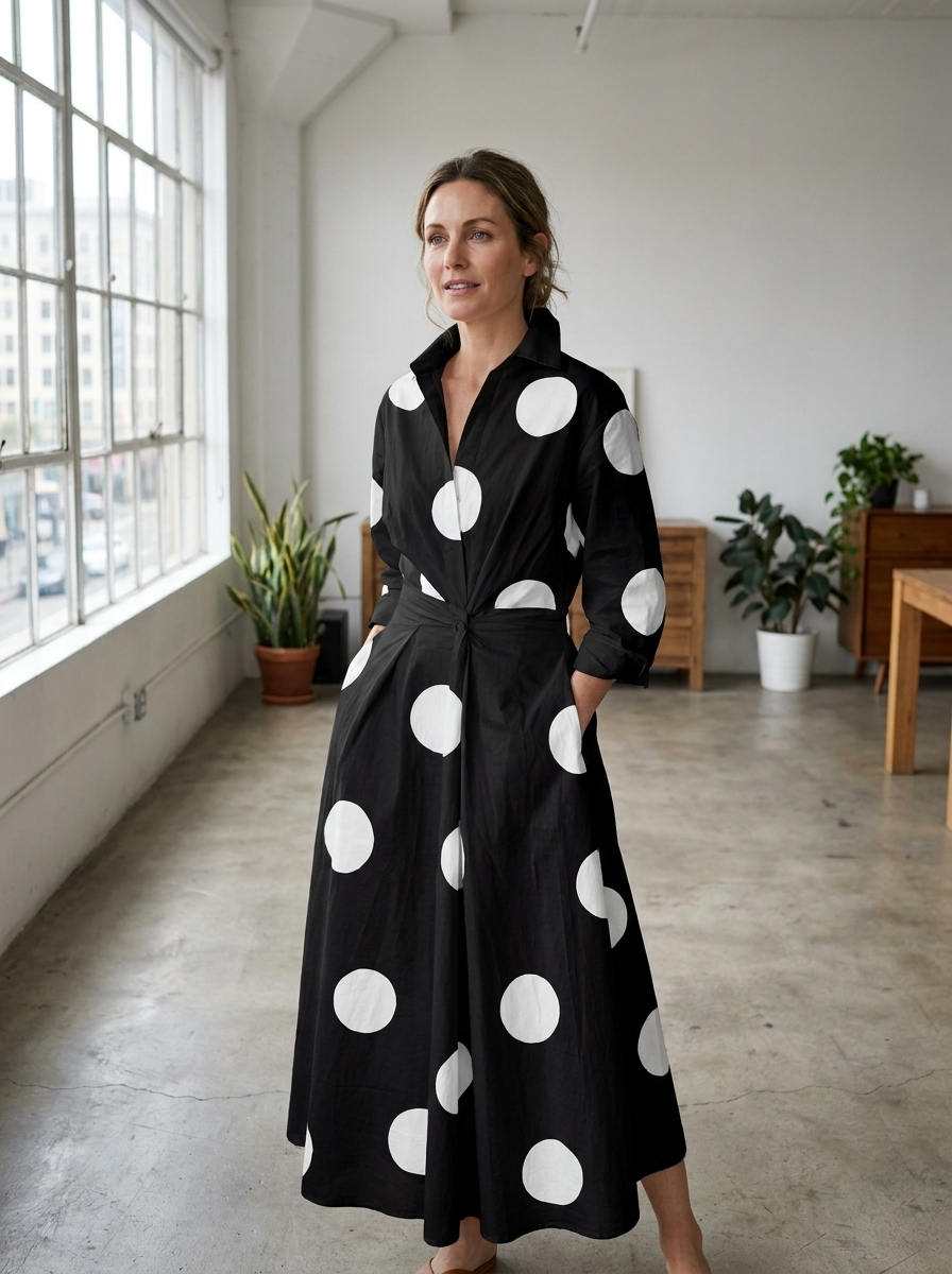 SOFER - Elegant Front Wrap Collared Maxi Dress