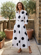 SOFER - Elegant Front Wrap Collared Maxi Dress