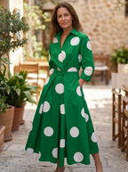 SOFER - Elegant Front Wrap Collared Maxi Dress