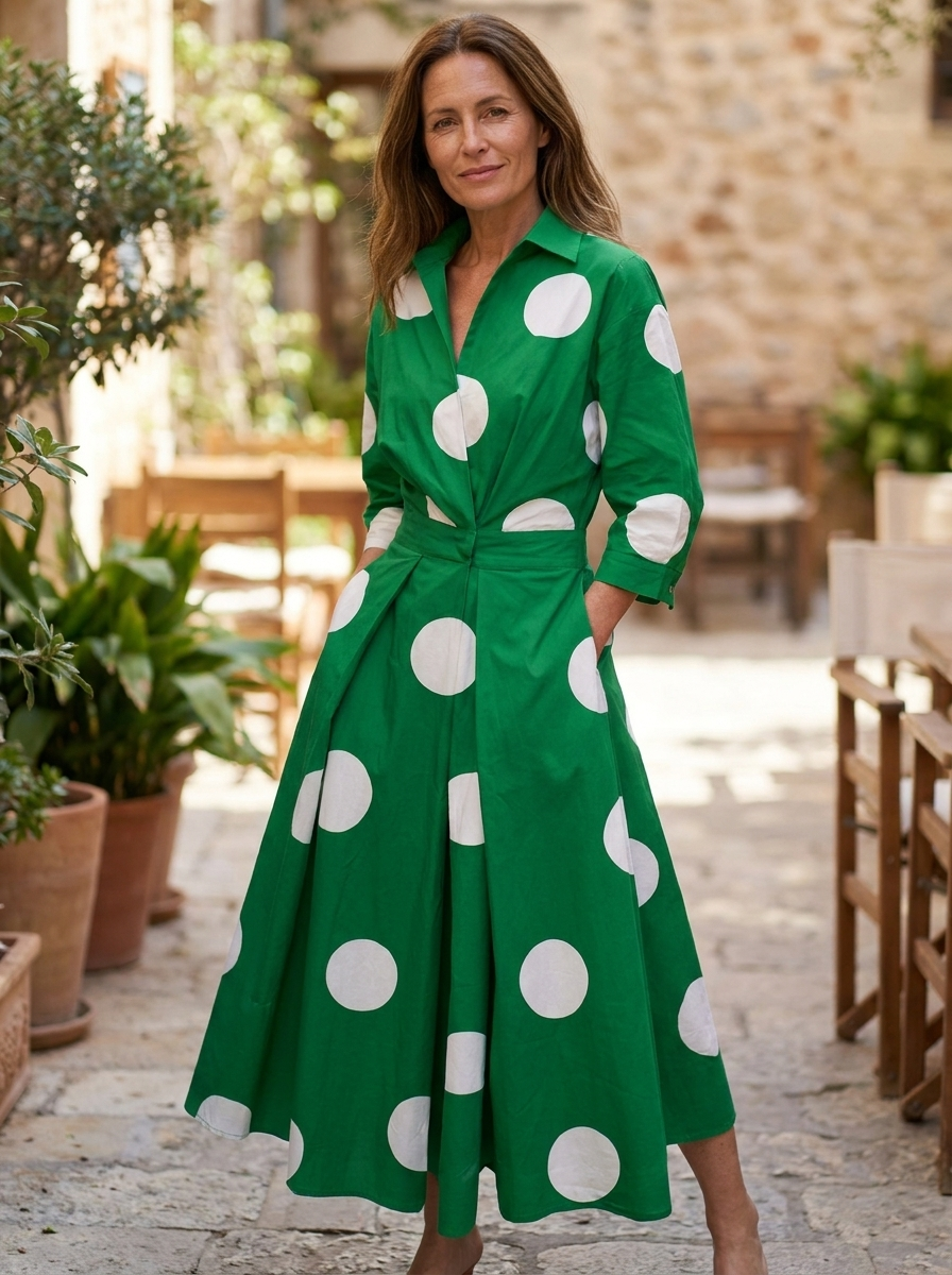 SOFER - Elegant Front Wrap Collared Maxi Dress
