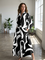 SOFER - Elegant Front Wrap Collared Maxi Dress