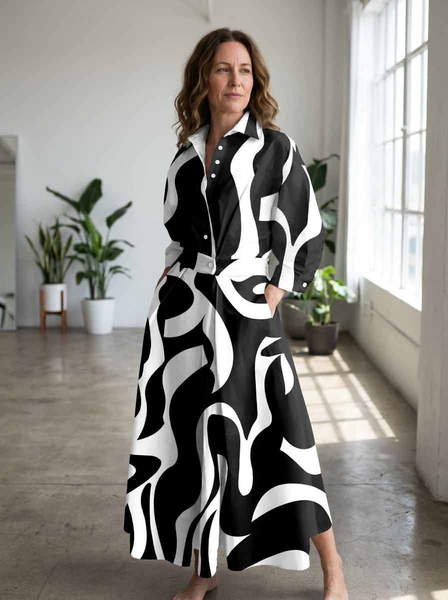 SOFER - Elegant Front Wrap Collared Maxi Dress