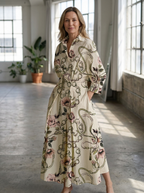SOFER - Elegant Front Wrap Collared Maxi Dress