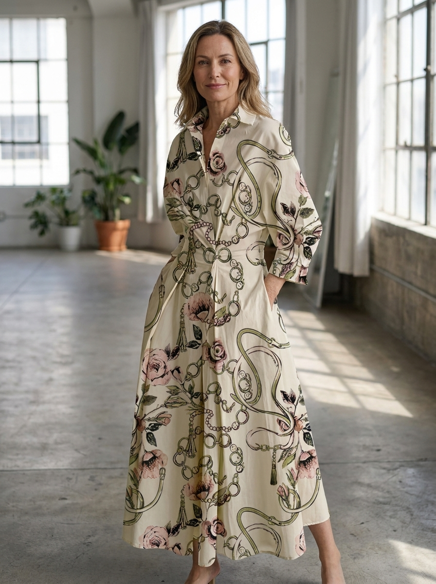 SOFER - Elegant Front Wrap Collared Maxi Dress