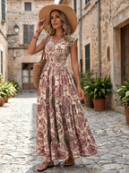 SARKI - Chic Summer V-Neck Shirred Boho Dress