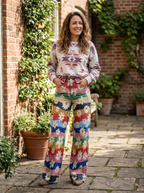 ELIANE - Retro Floral Wide-Leg Pants