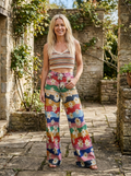 ELIANE - Retro Floral Wide-Leg Pants