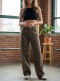 PENELOPE – Casual Leopard Print Wide Leg Trousers