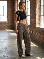 PENELOPE – Casual Leopard Print Wide Leg Trousers