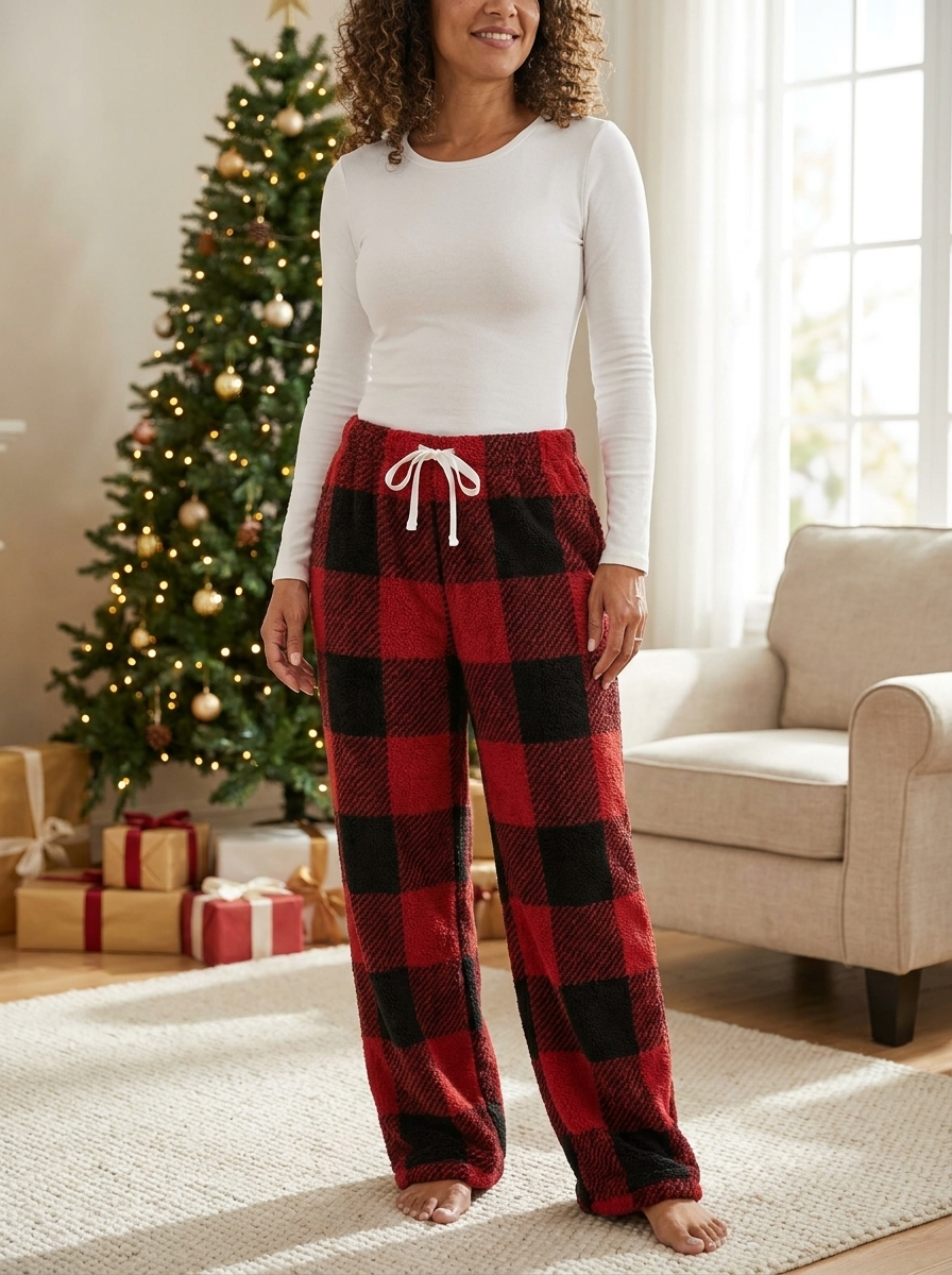AMBER - Comfortable Plaid Straight Pants for Cold Weather Wear
