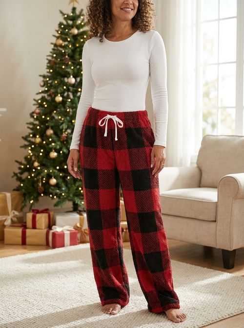 AMBER - Comfortable Plaid Straight Pants for Cold Weather Wear