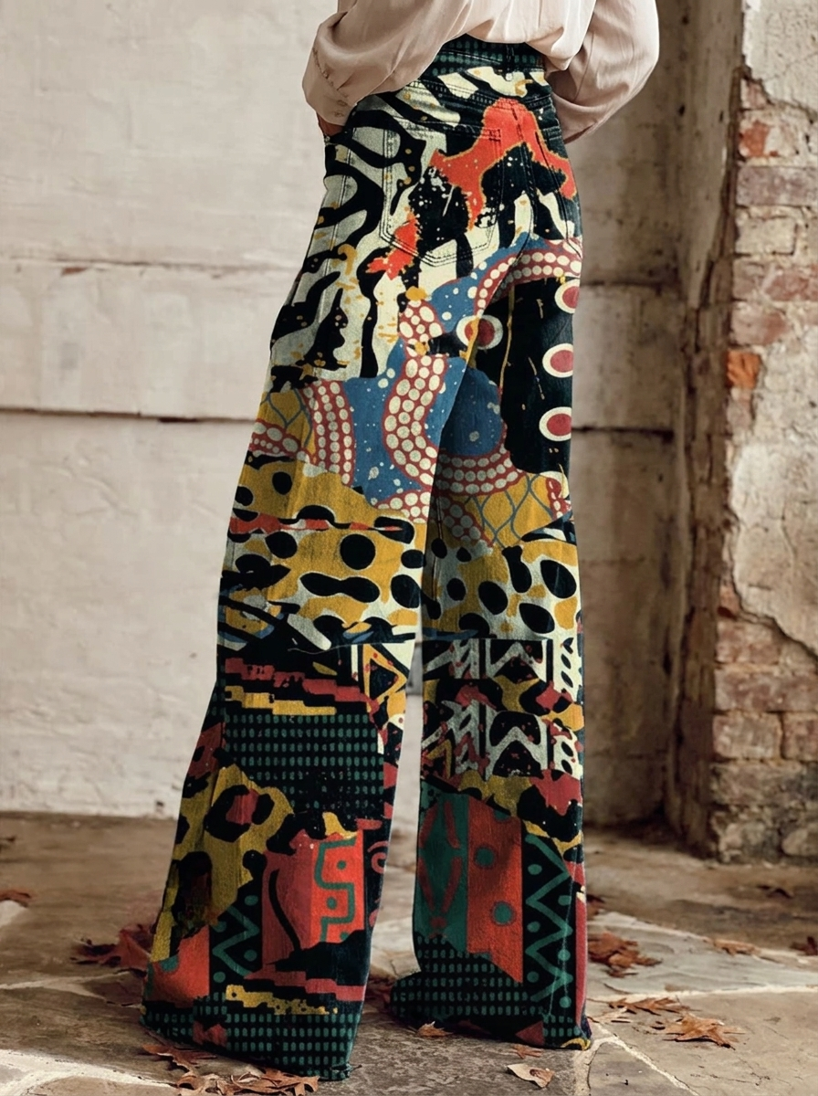 FELICITY - Artistic Print Wide-Leg Pants