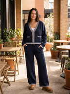 SHAMCEY – Striped Printed Cozy Sweater & Pants Set