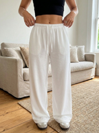 QOVELA - Casual Adjustable String Wide Leg Pants
