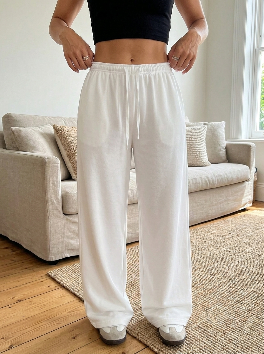 QOVELA - Casual Adjustable String Wide Leg Pants