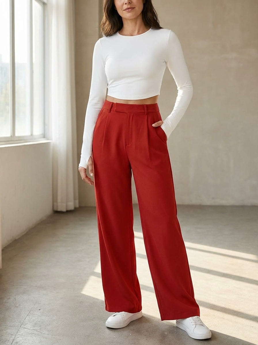 MONAH - Casual Wide Leg Minimalist Trouser