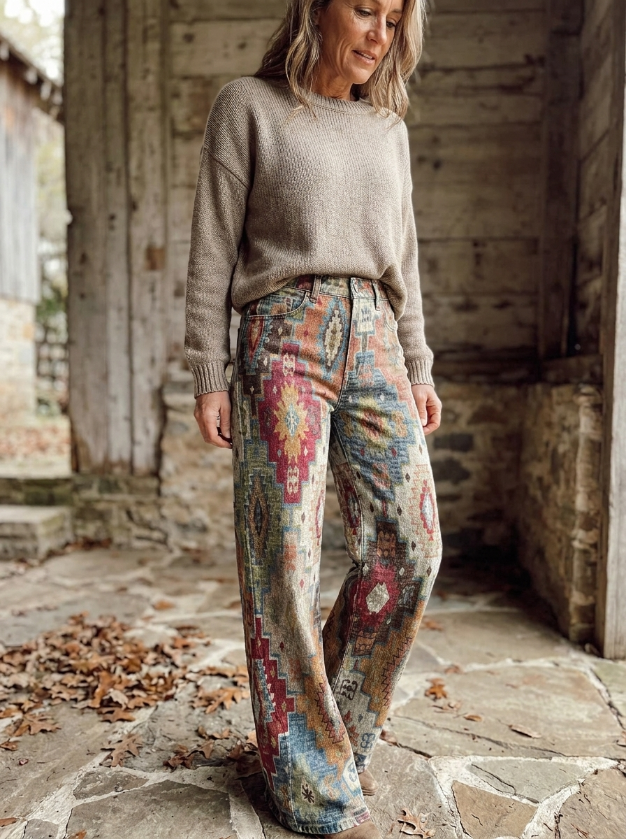SIENNA - Vintage Boho Wide-Leg Pants