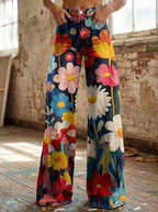FLEUR - Chic Floral Wide-Leg Pants
