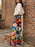 FLEUR - Chic Floral Wide-Leg Pants