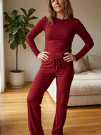 CECILY – Slim Fit Long Sleeve Crop Tee & Pants Matching Set