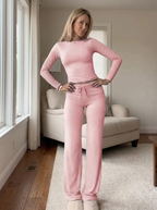 CECILY – Slim Fit Long Sleeve Crop Tee & Pants Matching Set
