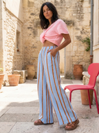 CHARO – Comfy Striped Wide-Leg Lounge Trousers