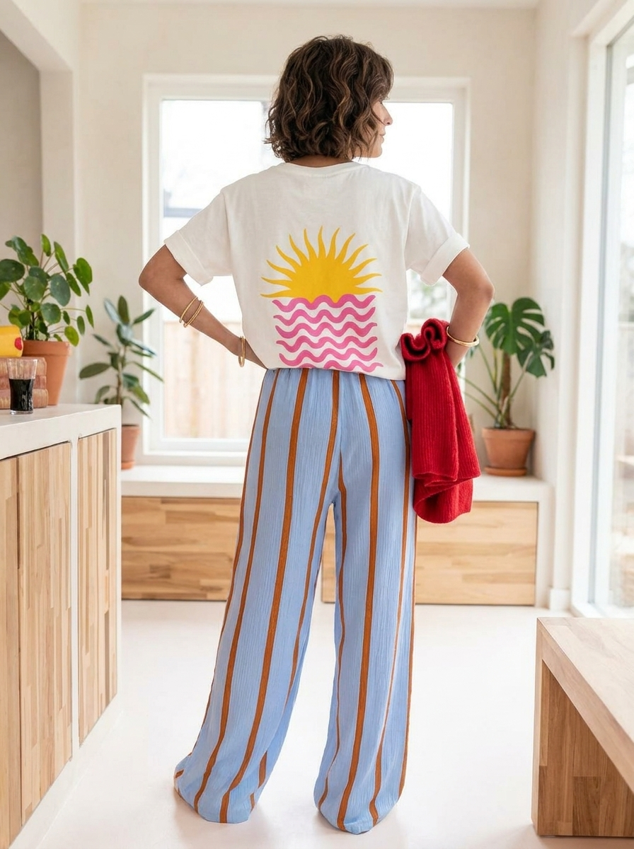CHARO – Comfy Striped Wide-Leg Lounge Trousers