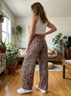 SYALA - Vintage Leopard Tie Front Wide Leg Pants