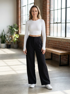 CHARMIE - Casual High Waist Straight Leg Pants