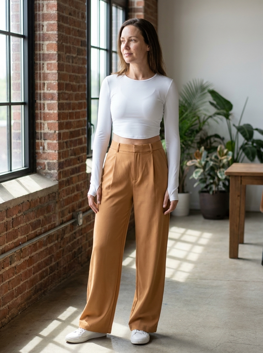 CHARMIE - Casual High Waist Straight Leg Pants